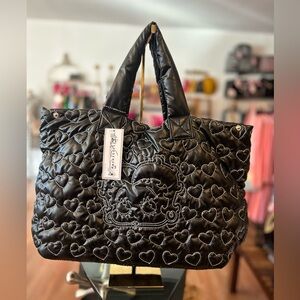 Betty Boop Black Quilted Heart Tote Bag
